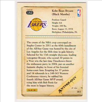 Kobe Bryant 2012 Panini Anthology #183 Card