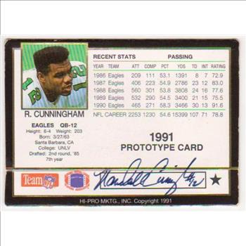 Signed - RANDALL CUNNINGHAM 1991 Action Packed Prototype - All-Pro Autograph