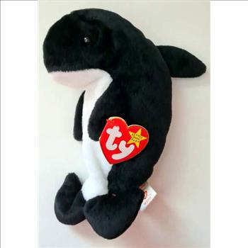 1996 Ty Beanie Baby Waves The Whale - New With Tags