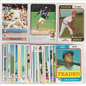 25 Different 1970's Topps Baseball Cards (1973-1979) w/ Ron Guidry + More