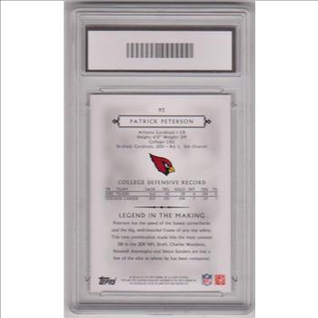 Rookie Graded Gem Mint 10 - Patrick Peterson 2011 Topps Legends #93 Card