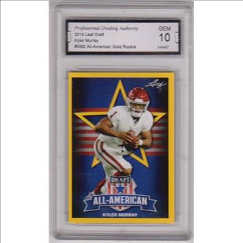 Rookie Graded Gem Mint 10 - Kyler Murray 2019 Leaf Draft All-American Gold #SP-KM2 Card