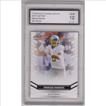 Rookie Graded Gem Mint 10 - Marcus Mariota 2015 Leaf Draft #01 Card