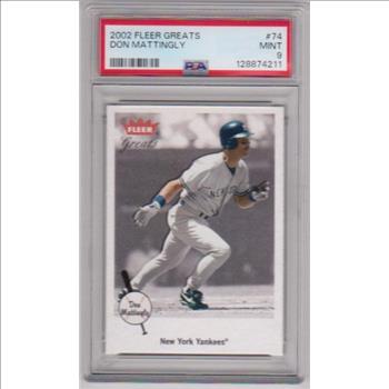 Graded PSA Mint 9 - Don Mattingly 2002 Fleer Greats #74 Card