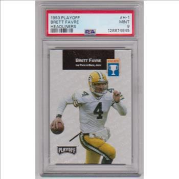 Graded PSA Mint 9 - Brett Favre 1993 Playoff Headliners #H-1 Insert Card