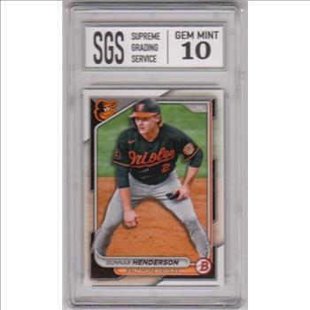 Graded Gem Mint 10 - Gunnar Henderson 2024 Bowman #49 Card