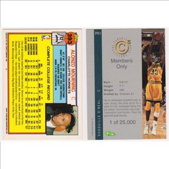 Rookies - Shaquille O'Neal 1992 Classic 4-Sport C3 #PR1 Promo + Alonzo Mourning 1992-93 Topps #393 Cards