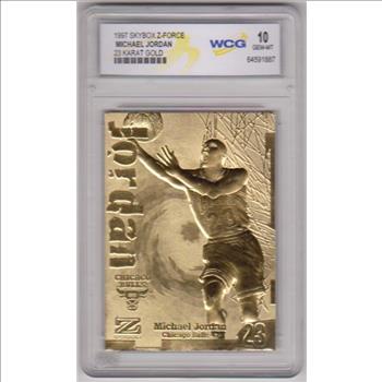 Graded Gem Mint 10 - Michael Jordan 1997 Skybox Z-Force 23 Kt Gold Card