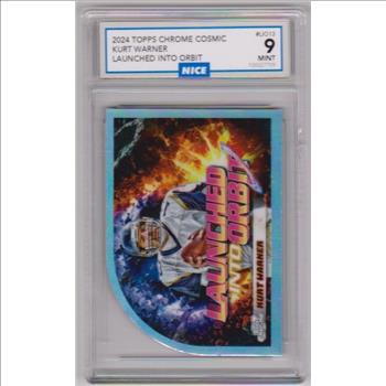 Graded Nice Mint 9 - Kurt Warner 2024 Topps Chrome Cosmic Launched Into Orbit #LIO-13 Insert Card