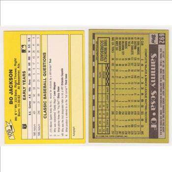 Rookies - Bo Jackson 1987 Classic + Sammy Sosa 1990 Topps Rookie Pair