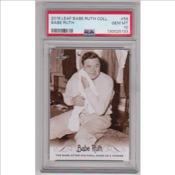 Graded PSA Gem Mint 10 - Babe Ruth 2016 Leaf Ruth Collection #59 Card