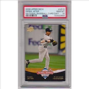 Graded PSA Gem Mint 10 - Derek Jeter 2008 Upper Deck National Baseball Card Day #UD10 Card