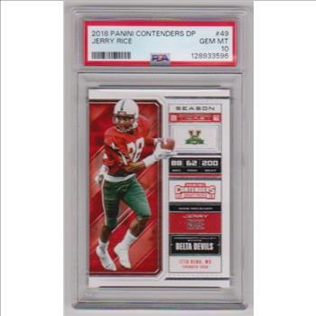 Graded PSA Gem Mint 10 - Jerry Rice 2018 Panini Contenders Draft Picks #49 Card