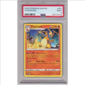 Graded PSA Mint 9 - Charizard 2025 Pokemon M24 EN #001/015 Card