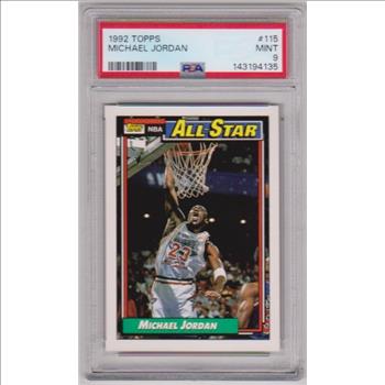 Graded PSA Mint 9 - Michael Jordan 1992-93 Topps All-Star #115 Card