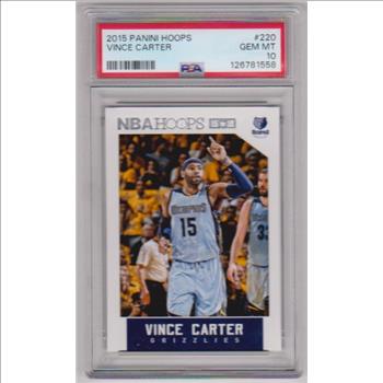 Graded PSA Gem Mint 10 - Vince Carter 2015-16 Hoops #220 Card
