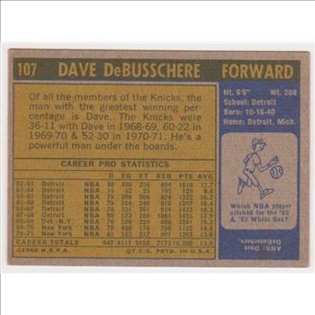 1971-72 Topps Dave DeBusschere #107 Card - HOF'er