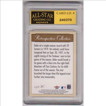 Graded 9 - Babe Ruth 2001 Fleer Retrospection Collection #1 Card