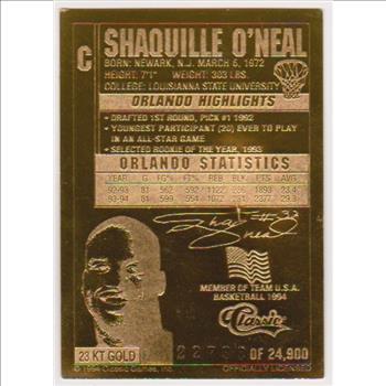  23 kt Gold - Shaquille O'Neal 1994 Classic Gold Card (1/24,900)