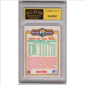 Graded 9 - Roberto Clemente 1986 Sportflics Decade Greats #43 Card