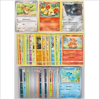 50 Different Pokemon Trading Cards w/ Eevee + More