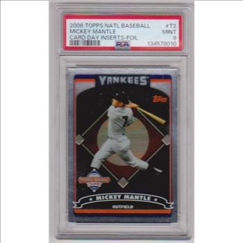 Graded PSA Mint 9 - Mickey Mantle 2006 Topps National Baseball Card Day Foil Insert #T2 Card