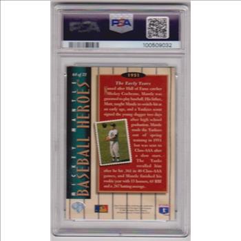 Graded PSA Mint 9 - Mickey Mantle 1994 Upper Deck Baseball Heroes #64 Insert Card