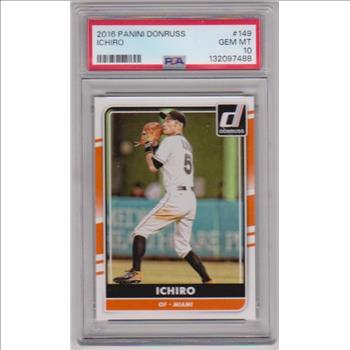 Graded PSA Gem Mint 10 - Ichiro Suzuki 2016 Donruss #149 Card