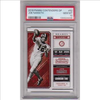 Graded PSA Gem Mint 10 - Joe Namath 2018 Panini Contenders Draft Picks #52 Card