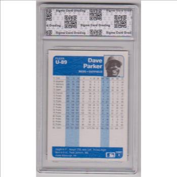 Graded Sigma Mint 8 - Dave Parker 1984 Fleer Update #U-89 Card