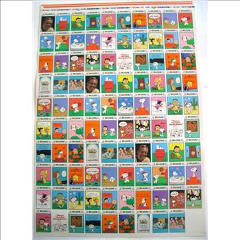 Peanuts Trading Card Uncut 99 Card Sheet With 3 Complete Sets - Snoopy Charlie Brown