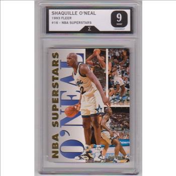 Graded Sigma Mint 9  - Shaquille O'Neal 1993-94 Fleer NBA Superstars #16 Insert Card