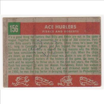 1959 Topps Billy Pierce + Robin Roberts #156 Card