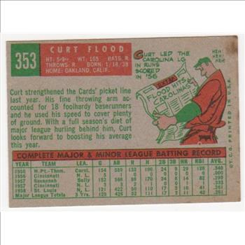 1959 Topps Curt Flood #353 Card - 2nd Year
