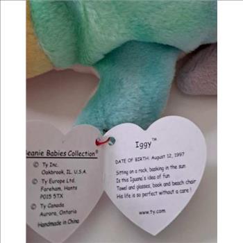 1997 Ty Beanie Baby Rainbow The Chameleon - New With Iggy Error Tags