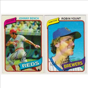 1980 Topps Johnny Bench #100 + Robin Yount #265 Card Pair