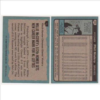 1980 Topps Willie McCovey #2 + Phil Niekro #245 Card Pair
