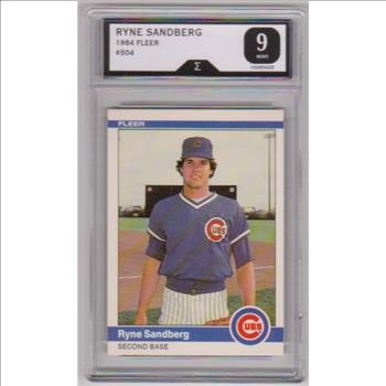 Graded Sigma Mint 9 - Ryne Sandberg 1984 Fleer #504 Card
