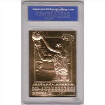 Graded Gem Mint 10 - Michael Jordan 1996-97 Skybox EX-2000 Credentials Metallic Red Border 23 Kt Gold Card