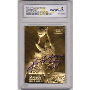 Rookie Graded Gem Mint 10 - Kobe Bryant 1996-97 Fleer w/ Purple Signature 23 Kt Gold Card