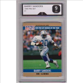 Graded Sigma Mint 9 - Barry Sanders 1990 Pro Set #1 Card