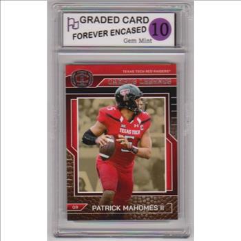 Labeled Gem Mint 10 - Patrick Mahomes 2025 Panini Icon Collection Campus Legends #CL-5 Insert Card