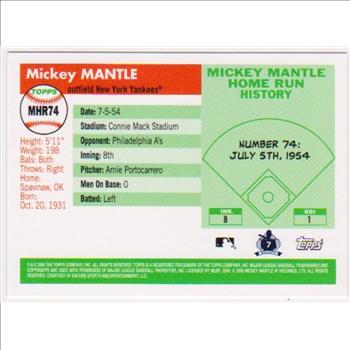 Mickey Mantle '55 Topps Style HR #74 2006 Topps #MHR74 Insert Card
