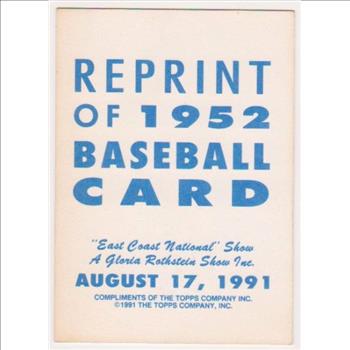 Mickey Mantle 1952 Topps Rookie Reprint - 1991 Topps East Coast National Promo - Scarce