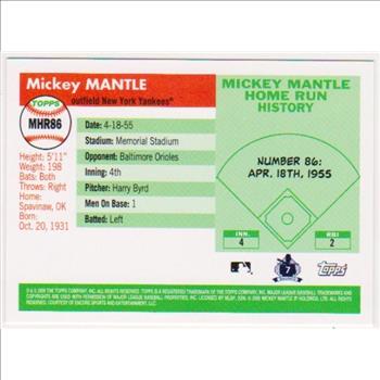 Mickey Mantle '55 Topps Style HR #86 2006 Topps #MHR86 Insert Card