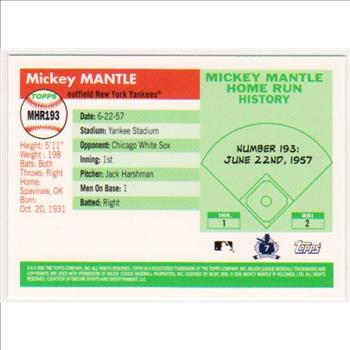 Mickey Mantle '55 Topps Style HR #193 2006 Topps #MHR193 Insert Card