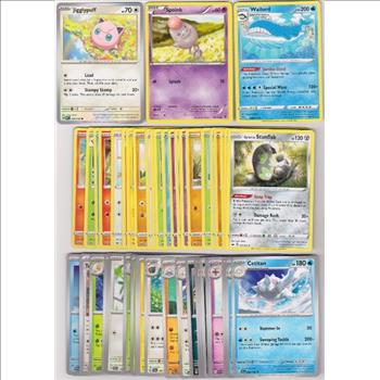 50 Different Pokemon Trading Cards w/ Jigglypuff + More