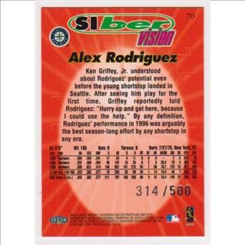 #314/500 Produced - Alex Rodriguez 1997 Sports Illustrated Extra Edition #70 Insert Card