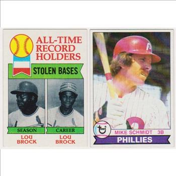 1979 Topps Lou Brock #415 + Mike Schmidt #610 Card Pair - HOF'ers