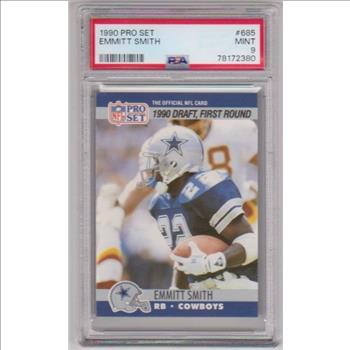Rookie Graded PSA Mint 9 - Emmitt Smith 1990 Pro Set #685 Card